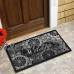 Outdoor Floral Textured Print Welcome Doormat Front Non-Slip Rubber Back 18"x27"   